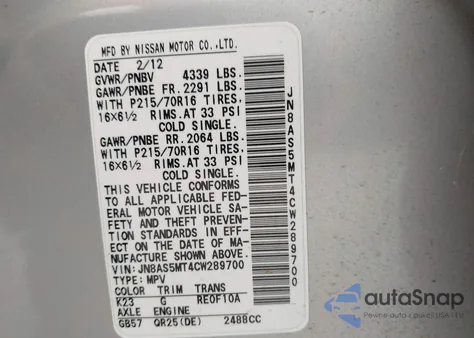 2012 Nissan Rogue S z USA, uszkodzony, nr VIN JN8AS5MT4CW289700